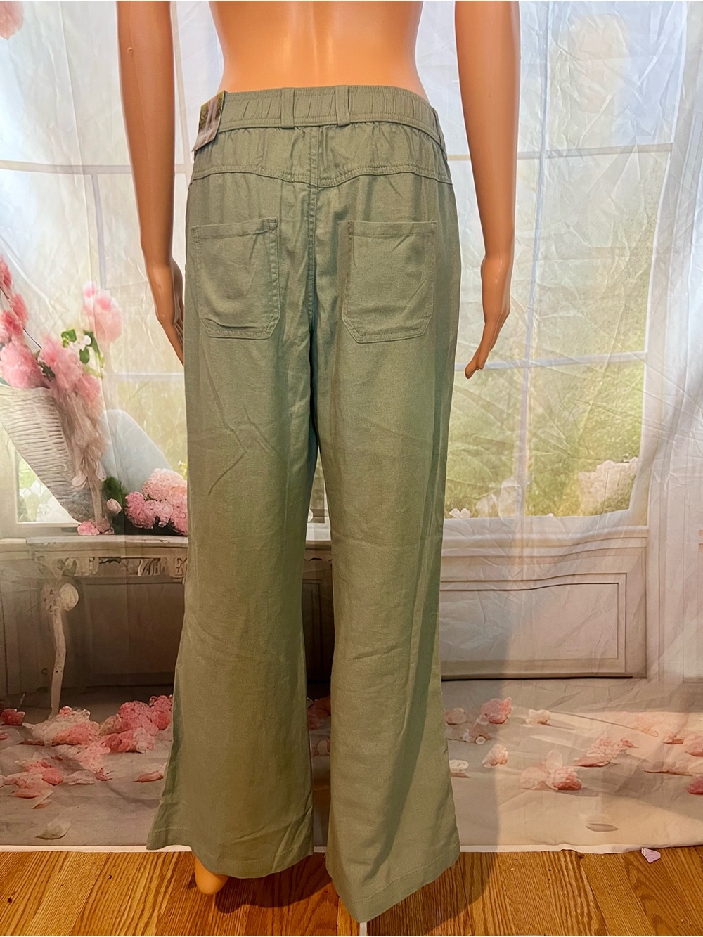 Rewash Sage Green Relaxed Wide-Leg Pants - Picture 2 of 6